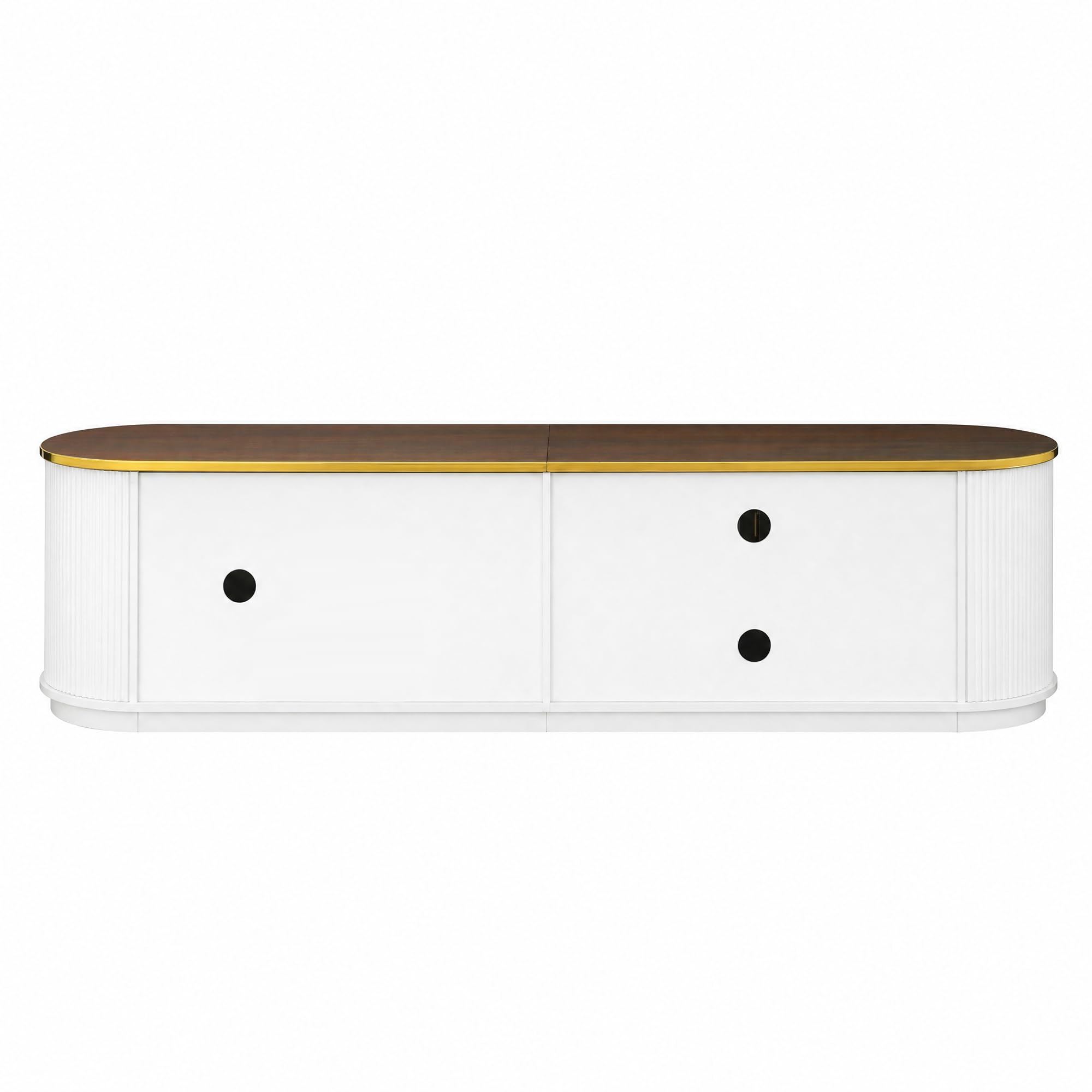 Meuble TV,Support Télé,3 Portes,2 Etagères,3 Tiroirs,Longueur 180cm,Table Télé de Salon,Armoire Basse Moderne en Bois Salle de Séjour Intérieur,Ovale