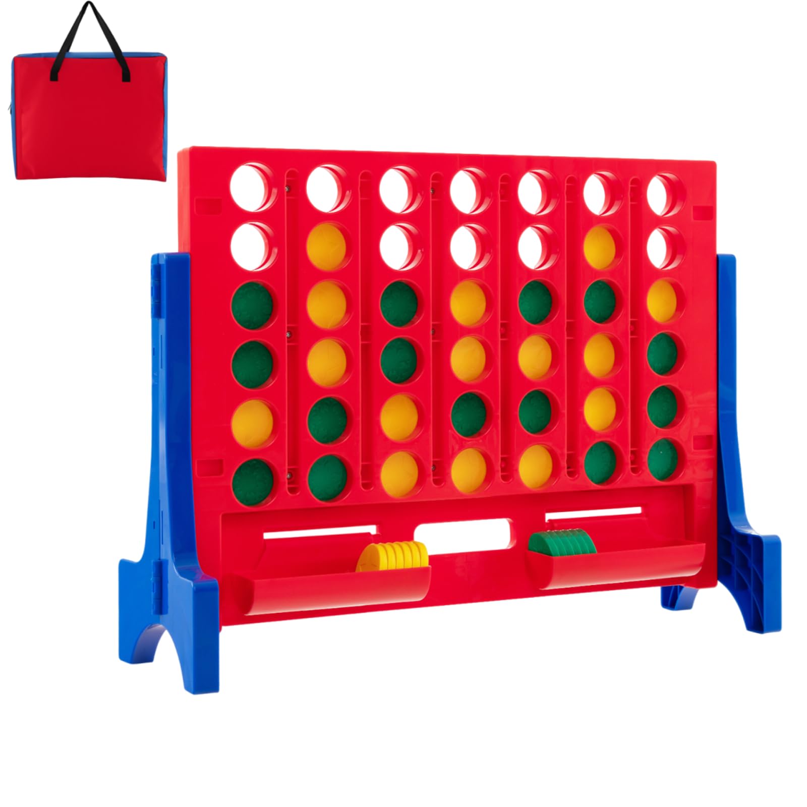 Maxmass Giant Connect 4 Game, Wall Mounted Jumbo Four in 4 a Row with 42 Jumbo Rings, Storage Bag, Garden 4 to Score Game Outdoor Indoor Tabletop Family Games for Adults Kids (Red) — image 1