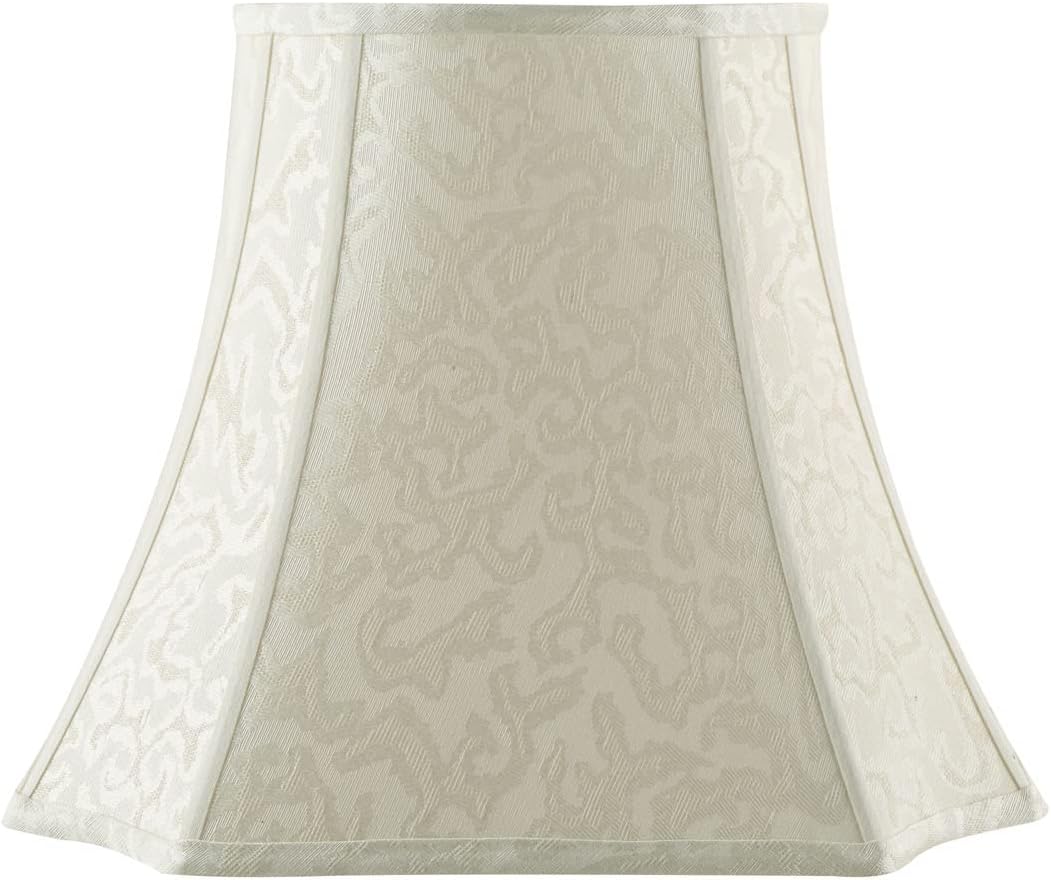 Aspen Creative 30621, Handsewn Pagoda Off-White Spider Shade/Jacquard Textured Fabric, 11'' Top x (18+18)'' Bottom x 15'' Slant, Cream