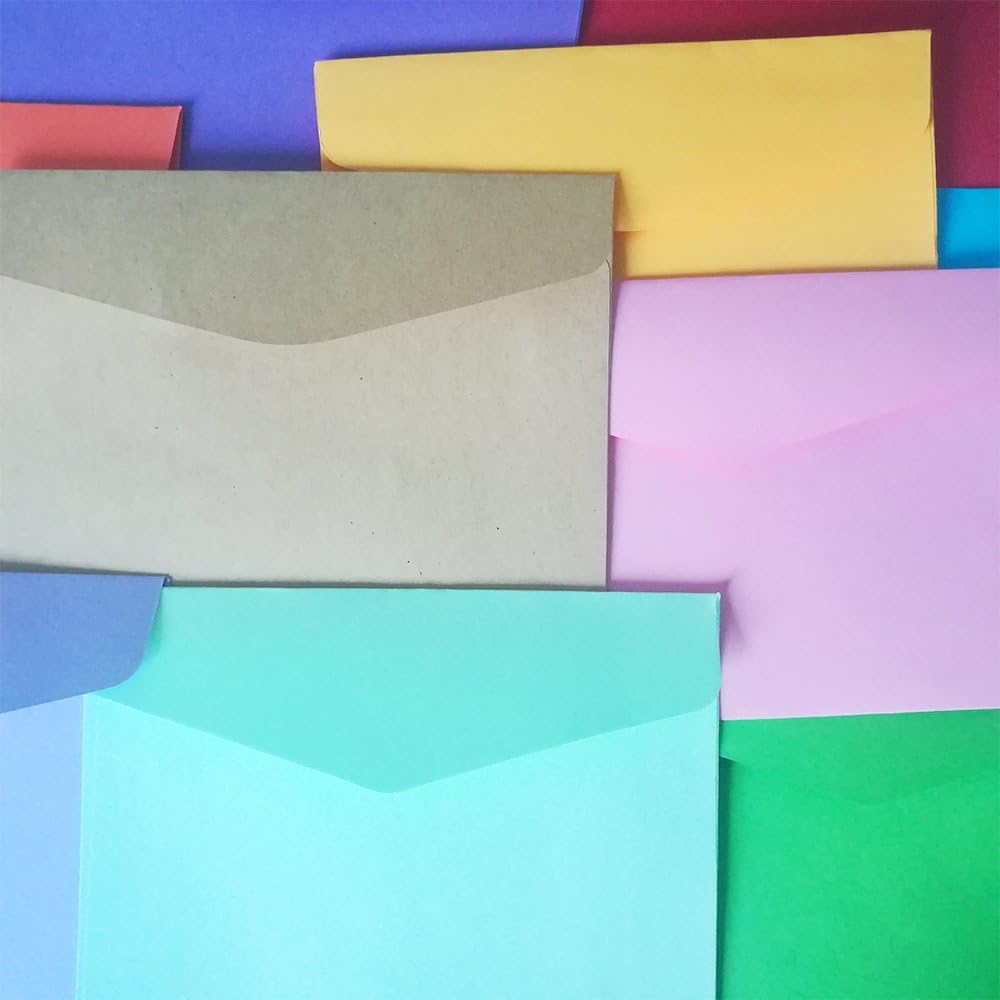 DE 100 Pcs Mini Envelopes 10 Colors Gift Card Envelopes,Perfect Sized envelopes for Personalize Gift Cards, Wedding envelopes or Birthday Party Place Cards-4.5 x 3.2 Inches