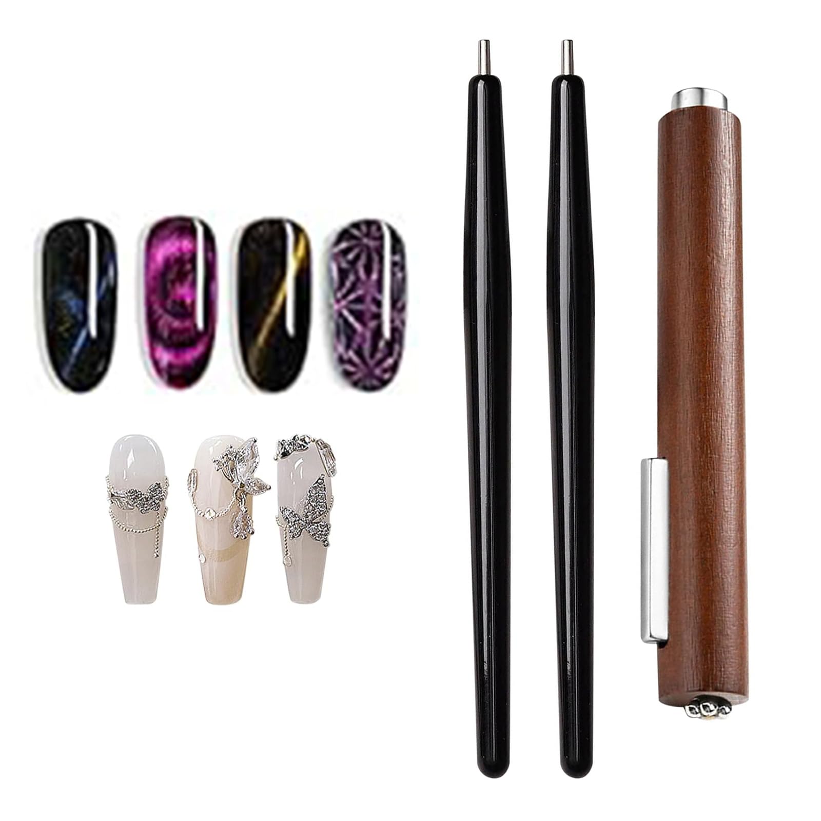 KICDER Cat Eye Nail Art Magnet Set - Includes Magnet Pen for Steel Ball Suction - Easy DIY for Beginners Nail Studios, and Salons