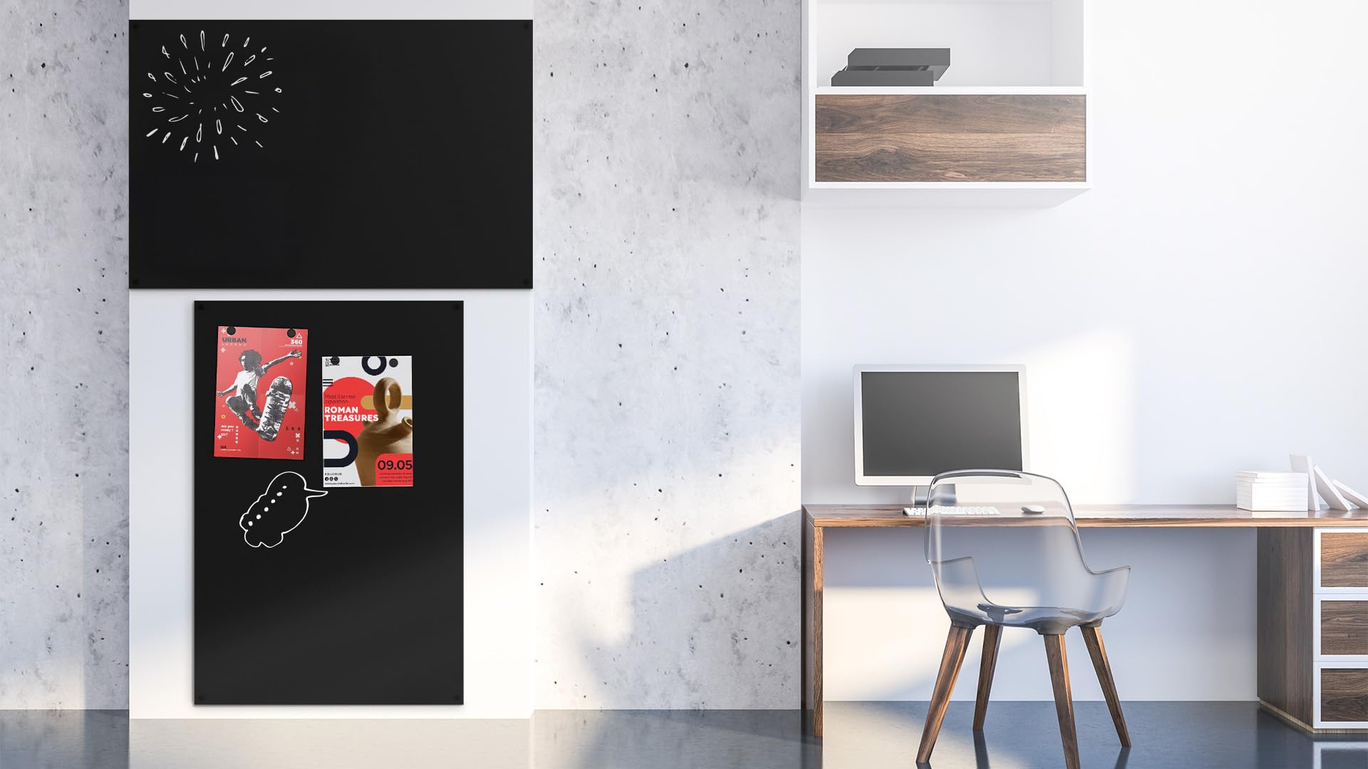 ALLboards Rahmenloses SLIMboard - Kreideoberfläche - 90x60 cm + GRATIS