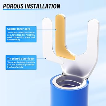 TAILONZ 300 Pcs Blue 16-14 AWG Fork Spade Terminal