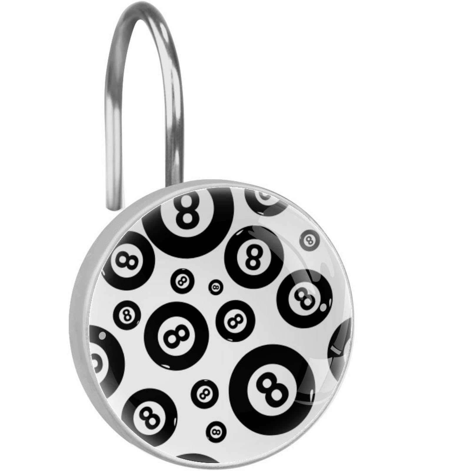 Crochets de rideau de douche acier inoxydable antirouille anneaux tringle boules de billard