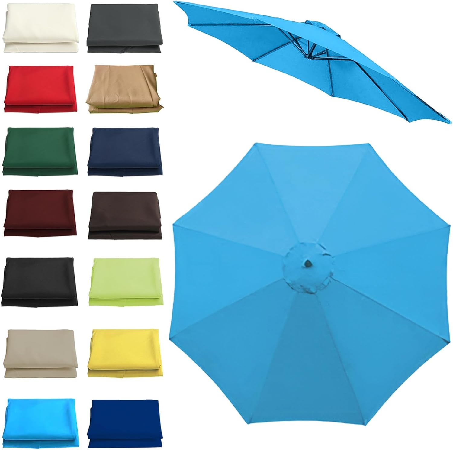 Patio Umbrella Replacement Canopy Square Cantilever Top Cover Outdoor,Parasol Replacement Canopy 200cm/270cm/300cm Durable Fabric Cover for Garden & Sun Umbrellas 6 & 8 Ribs Compatible Water