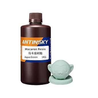 Antinsky Macaron Resin for UV Curing 405nm Photopolymer LCD DLP 3D Printing Resin High Precision Low Shrinkage Excellent Fluidity Fast Print Low Odor High Hardness 1KG Aqua Green