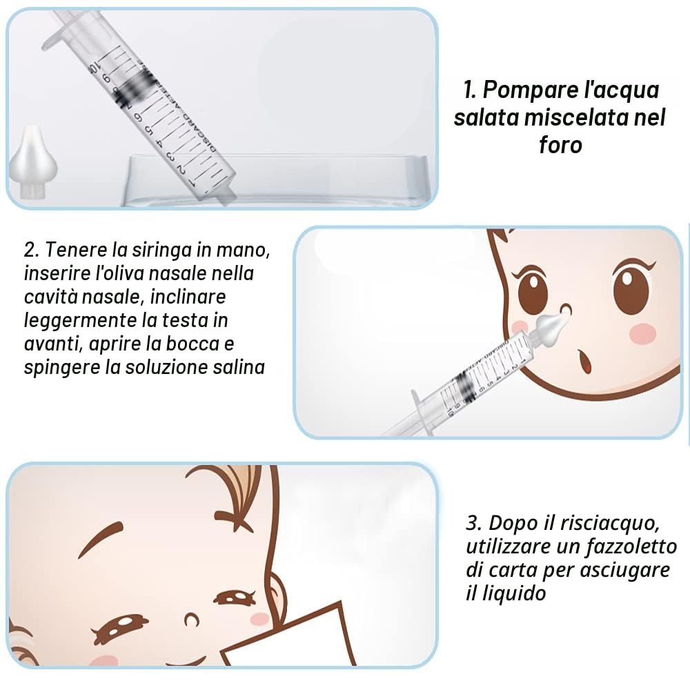 2 Pezzi Irrigatore Nasale, 10 ml Aspiratore Nasale, Nasale Bambino Neonato, Sicuro e Delicato Nasale, Riutilizzabile Aspiratore Nasale, Per Neonati y Bambini