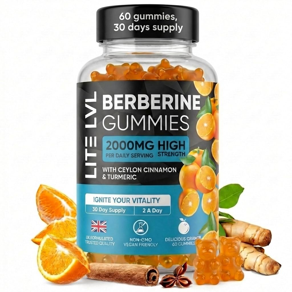 60 x Berberine Gummies 2000mg with Ceylon Cinnamon & Turmeric – Berberine Supplement for Men and Women.