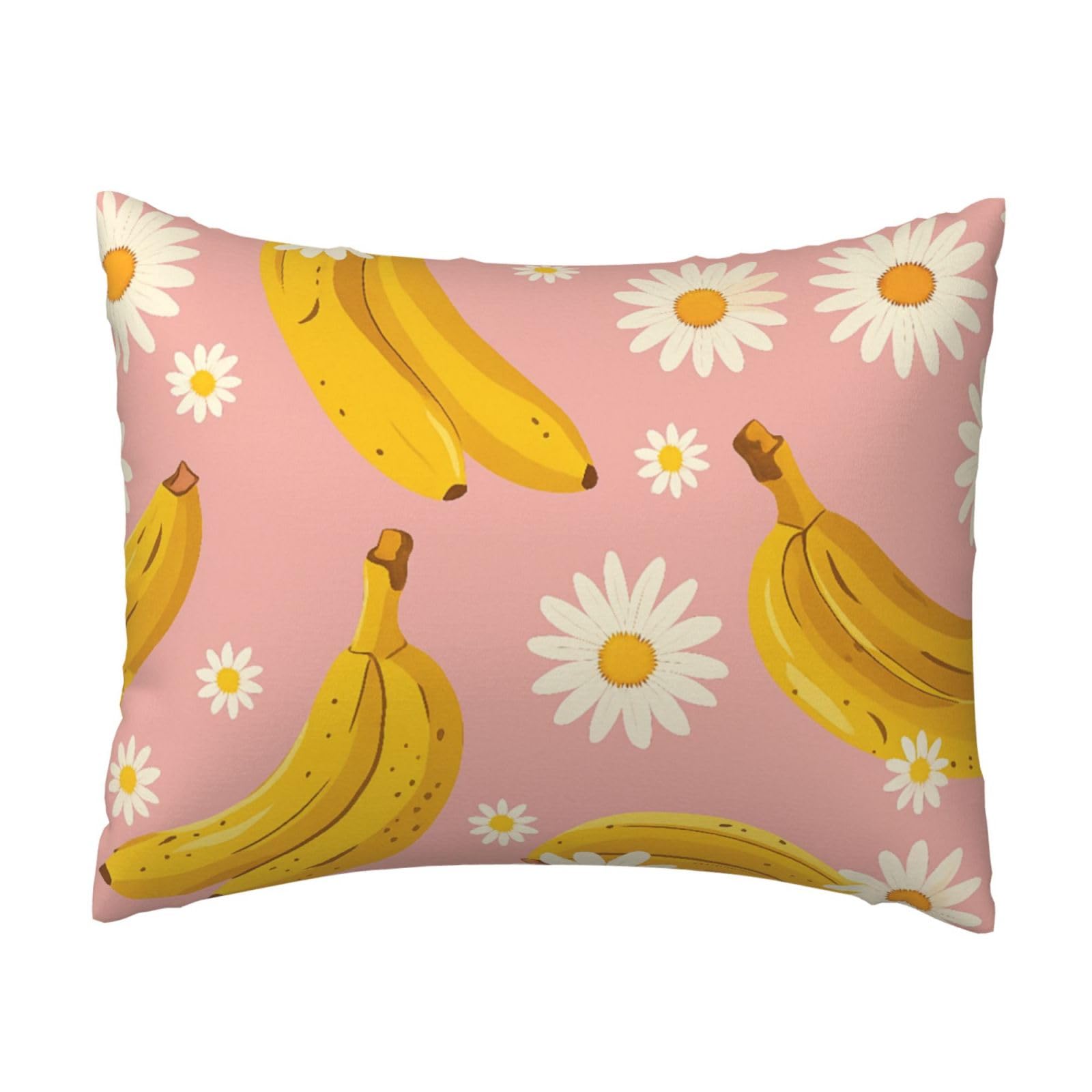 Banana and Daisy Pillowcase Soft Plush with Zipper Decorative Pillowcovers 16x20 in