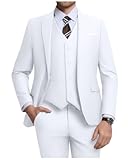 Men&apos;s 3 Piece Slim Fit Suit Set&comma; Two Button Blazer Solid Jacket Vest Pants Wedding Business Suit