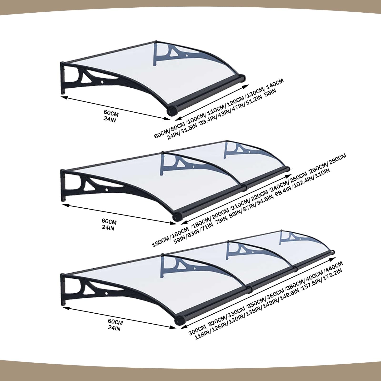 Copertura per porte e finestre da esterni, 61 x 149,9 cm, resistente alla pioggia, per case e aziende, ideale per uso residenziale/commerciale