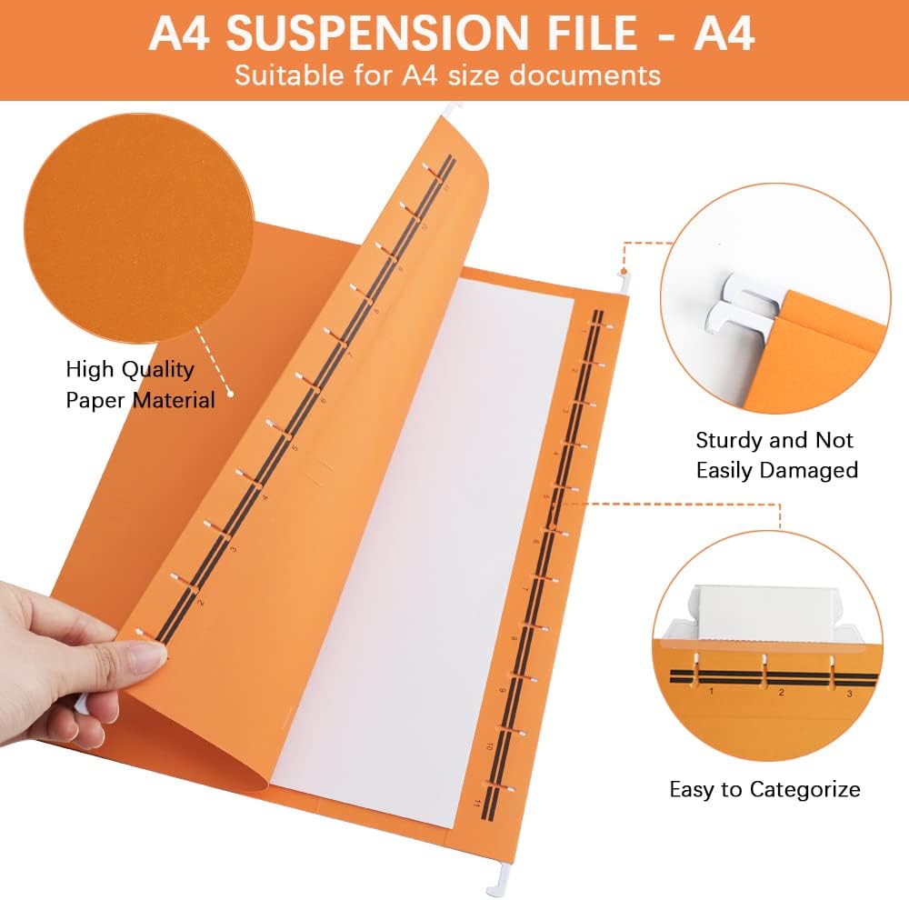 12Pack Premium Hanging File Holders,A4 Suspension Files with Card ...
