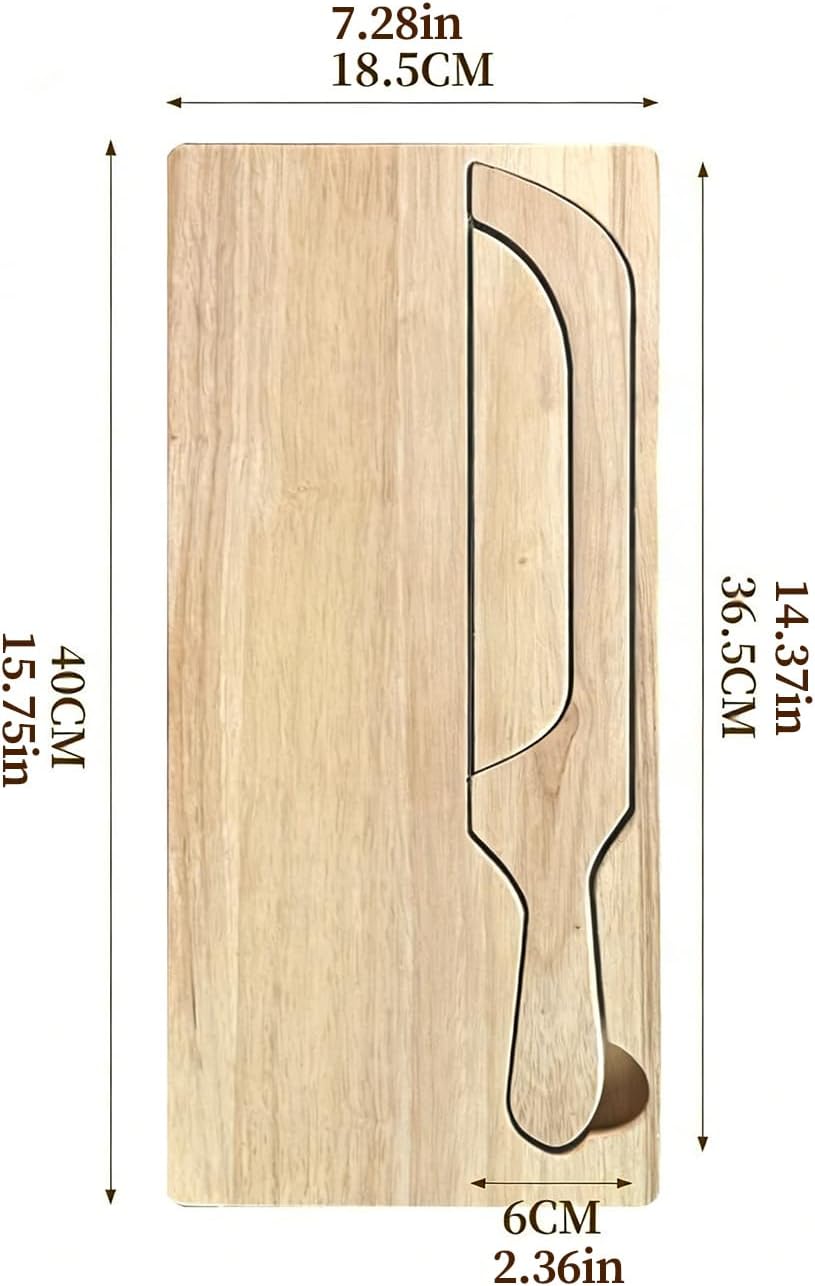 Wooden Bread Cutting Board - Multipurpose Kitchen Chopping Serving Board | Sturdy Acacia Wood with Non Slip Feet, Perfect for Bread, Baked Goods, Cheese, and Entertaining Guests 15.75x7.28in