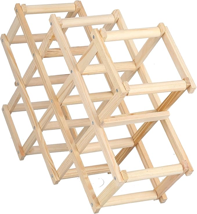 Estante para vino plegable de pino, soporte libre de pie miniatura 5