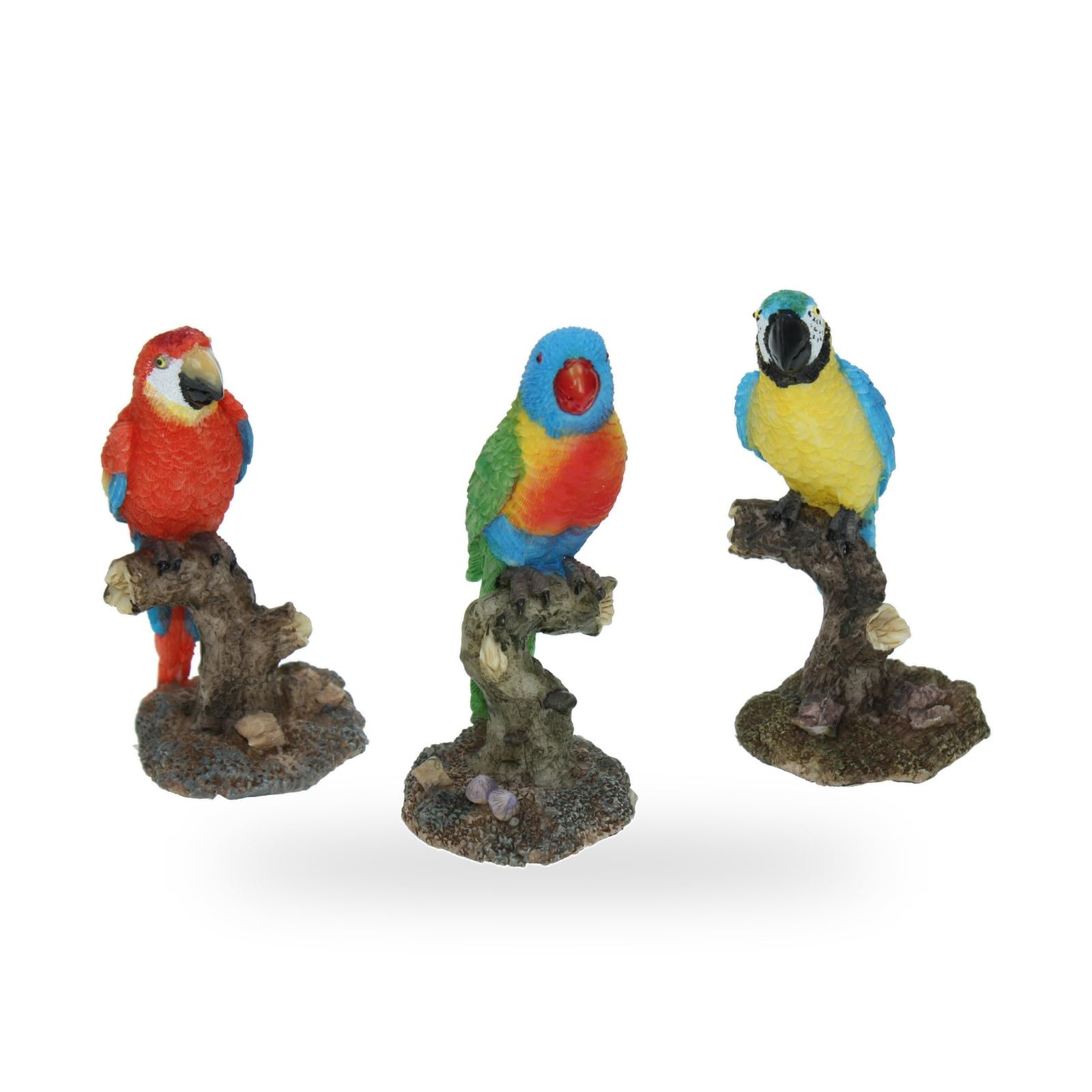 Cornelißen Polyresin Animal Figurine Parrot, Set of 3, Height 9 cm