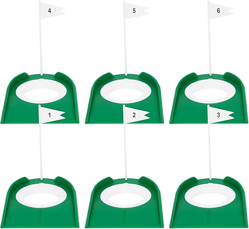 Miniatura 9 de Hooqict Paquete de 2 tazas de golf y bandera para práctica en interiores, ayudas de entrenamiento de golf de plástico para niños y adultos,