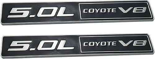 Miniatura 1 de 2 calcomanías de 50L Coyote v8 emblemas 3D para guardabarros de maletero compatibles con Mustang 150 negro y blanco