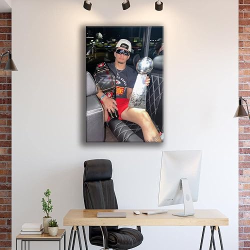 Miniatura 4 de Póster de la superestrella de fútbol americano 2023 Patrick Mahomes Championship Signature Poster contemporáneo para el hogar y el dormitorio (24 x