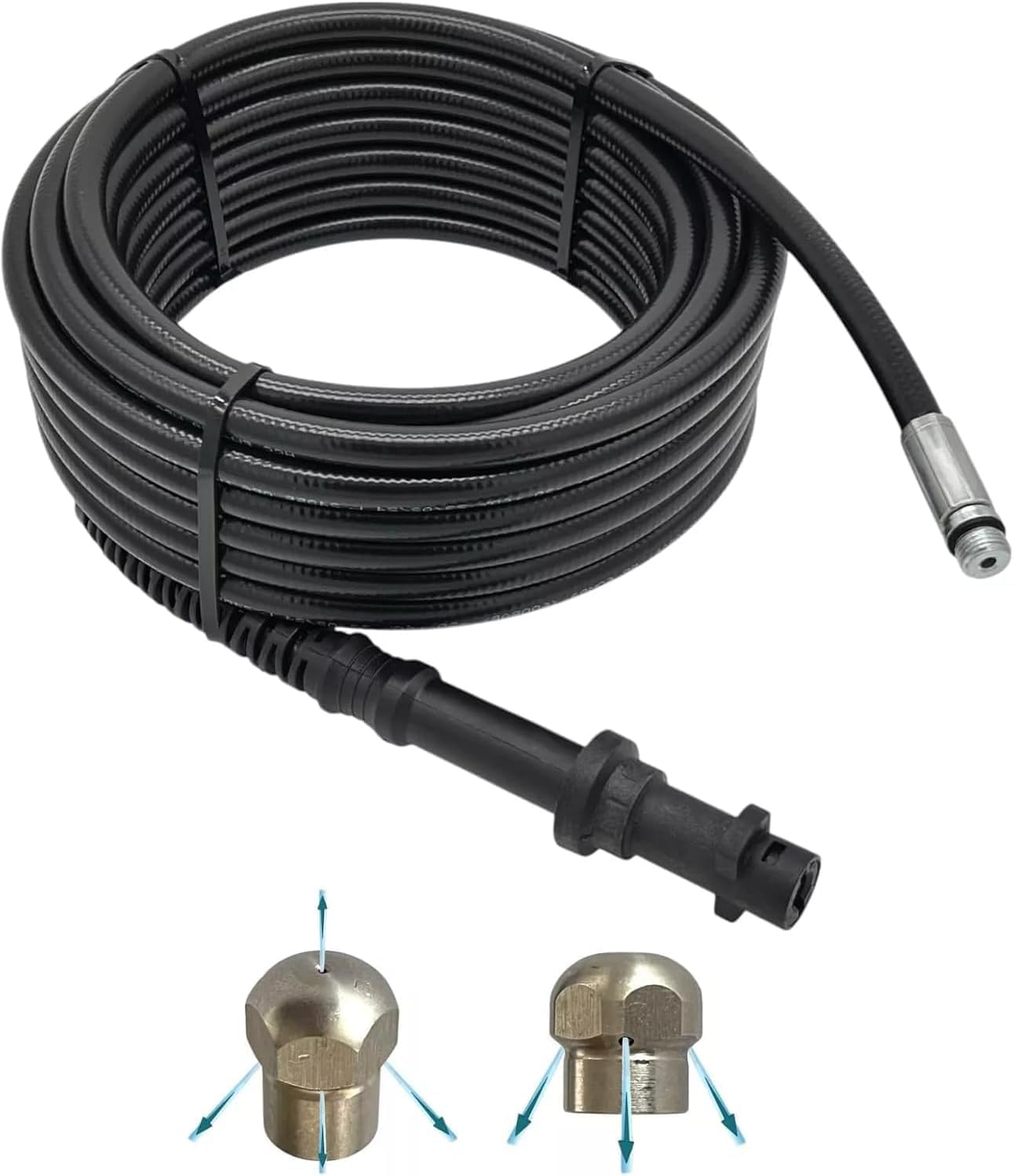50 Meter M&M Smartek Rohrreinigungsschlauch für/kompatibel zu Kärcher Home K2 K3-K7 ROHRREINIGUNGSSET Spirale (Raketen- & Bohrstrahldüse)