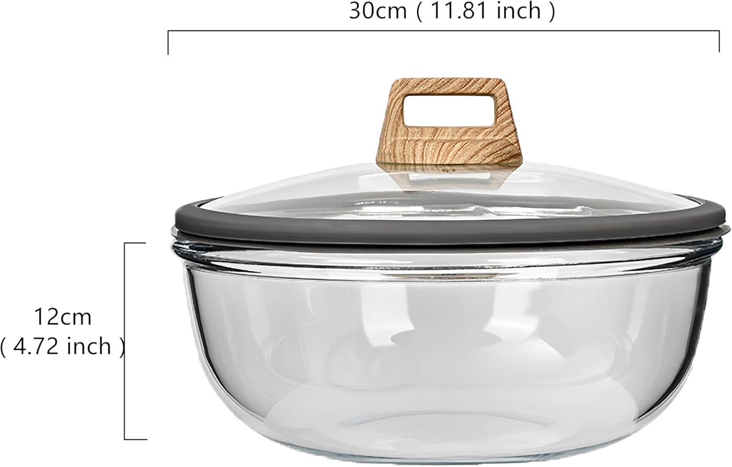 Glass Bowls with Lid, 30 cm Kitchen Mixing Bowl, Snack Bowls, Oven-Safe, Microwave-Safe