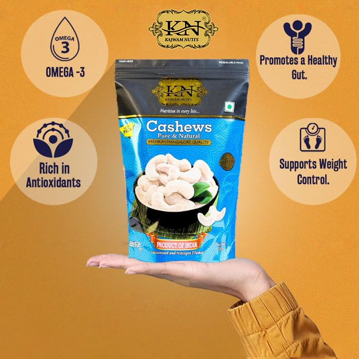 KAJWAM NUTTS Whole Crunchy Fresh Premium Raw Cashews W240 | Kaju Nutritious Dry Fruits (250g, Pure Cashews) 3