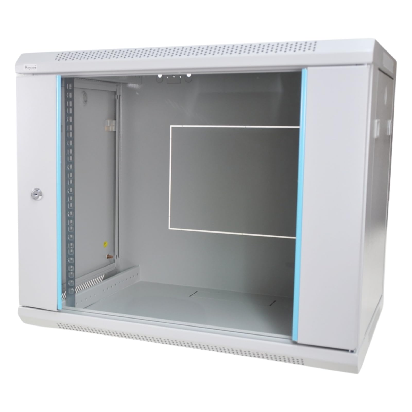 Premium Netzwerkschrank 9 HE I Serverschrank 19 Zoll | Wandmontage 600 x 450 x 510 mm I voll montiert I Server Gehäuse mit abschließbarer Glastür I Traglast 60 kg I Grau