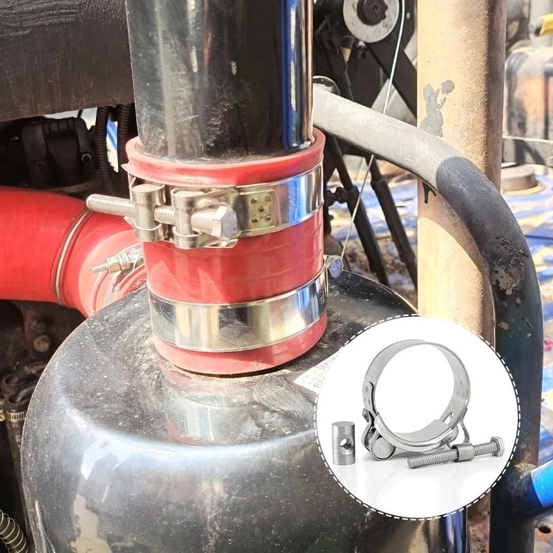 2 Pack T-Bolt Clamp, Heavy Duty 304 Stainless Steel Adjustable Clamp for Automotive Exhaust Pipe and Water Pipe Connections
