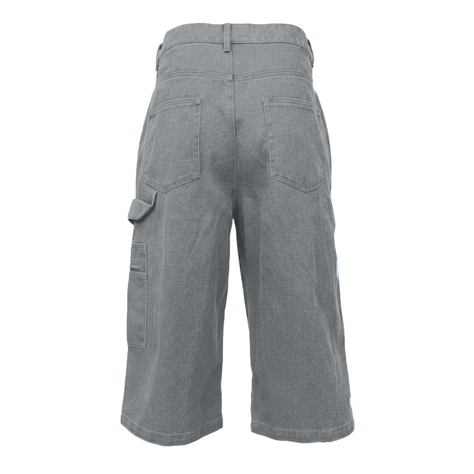Pantalones Casuales Bolsillos Laterales Cremallera, Vaqueros Mezclilla Liso, Corte Holgado Pierna Recta, Mujer