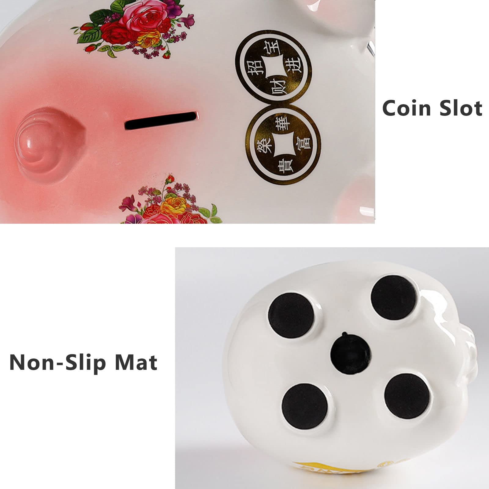 Coin Bank, Ceramic Pig Piggy Bank, Fortune Pig Coin Bank,Animal Porcelain  Decor Money Bank,Decoration Coin Box,Unique Gift-19 * 16 * 14cm-red (Color  : ...