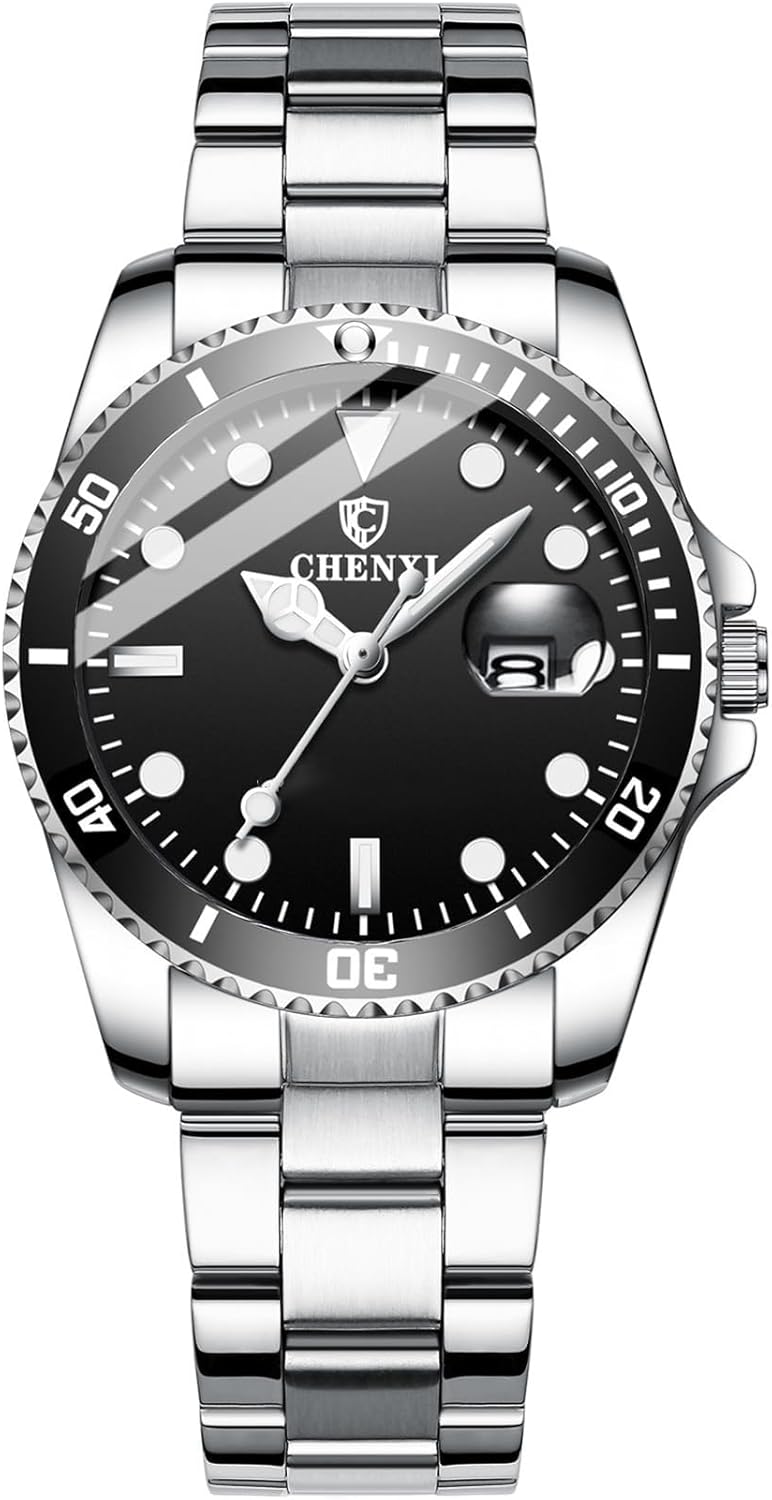MASTOP Women's Classic Fashion Silver Stainless Steel Watches Waterproof Date Luminous Lady Dress Wrist Watch