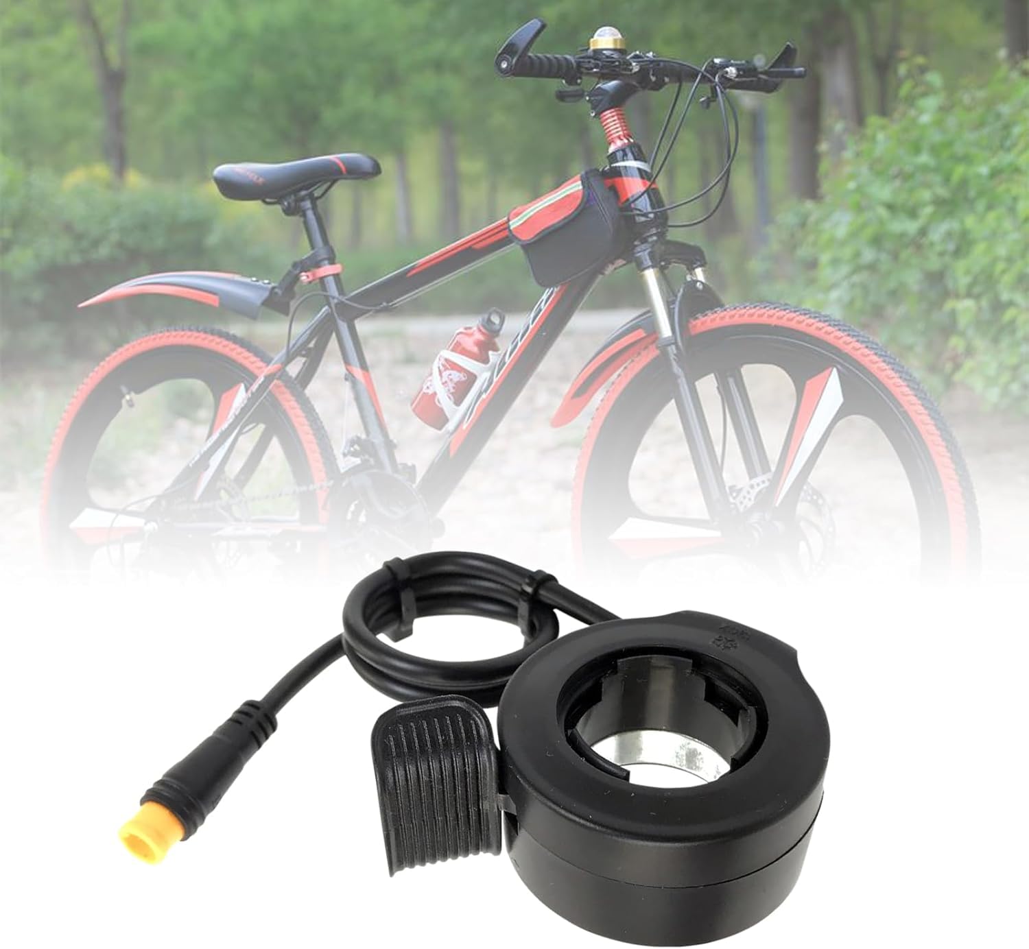 Flylin 2 sztuki gazu na kciuk do roweru elektrycznego, Thumb Throttle, gazu do roweru elektrycznego, prawy/lewy, do 3-pinowego złącza żeńskiego, akcesoria kontrolne, gaz na kciuk z wodoodporną