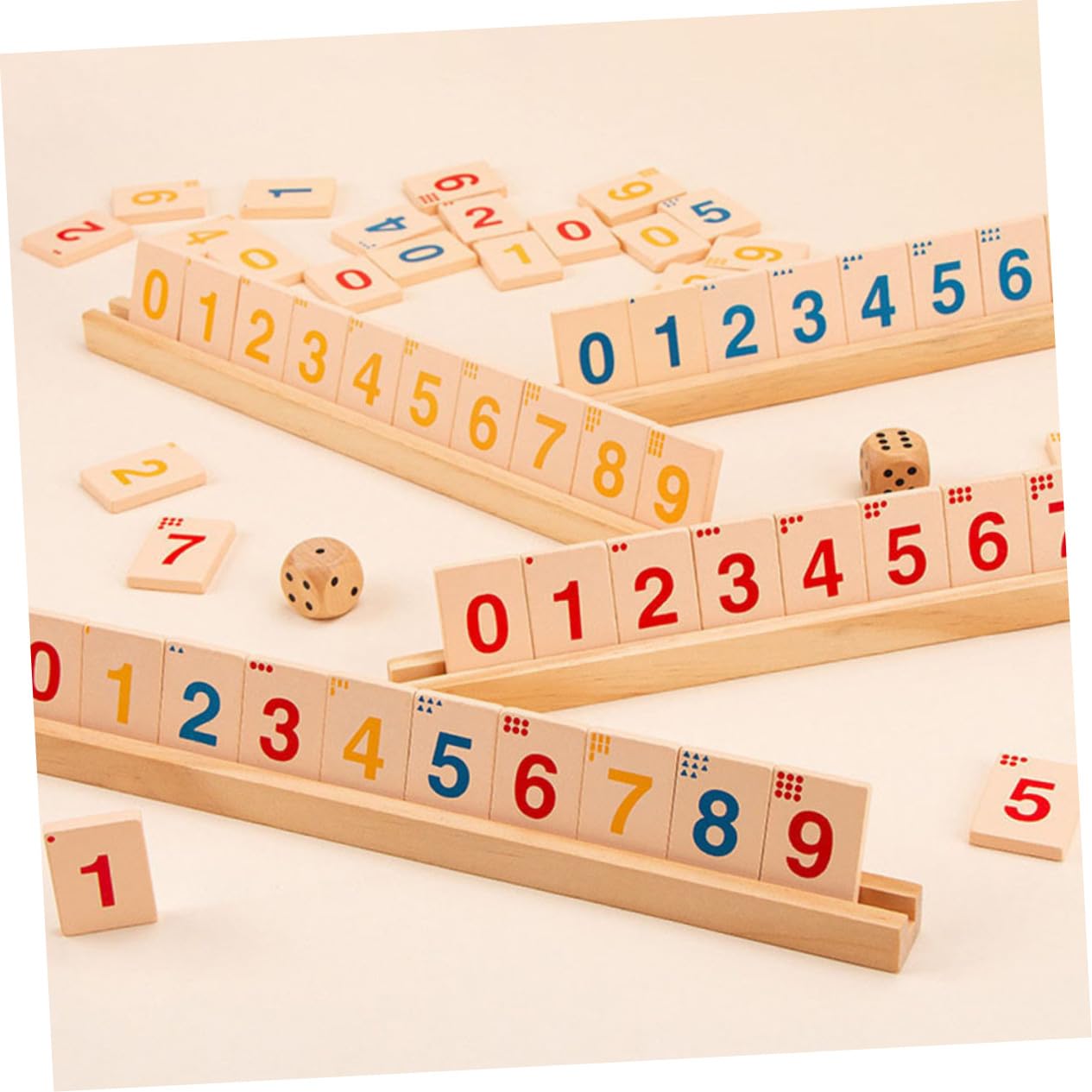 Jeu Bois Ferme Boîte avec Dés Numérotés Jeu de Société Portable pour Joueurs Divertissement Rapide et Éducatif pour Familles et Adultes