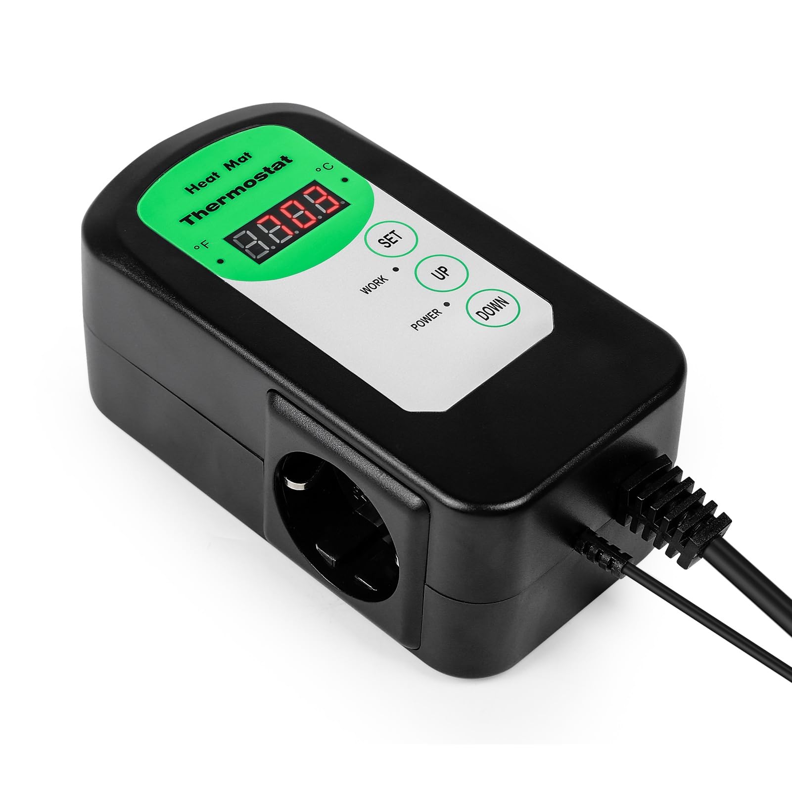 Jadeshay Termostato Per Rettili E Termostato Terrario Digitale Con Sonda Impermeabile 1.8m Controllo Temperatura 5-42℃ Presa EU 230V 1000W Per Semenzai Serre Tartarughe E Allevamento Rettili