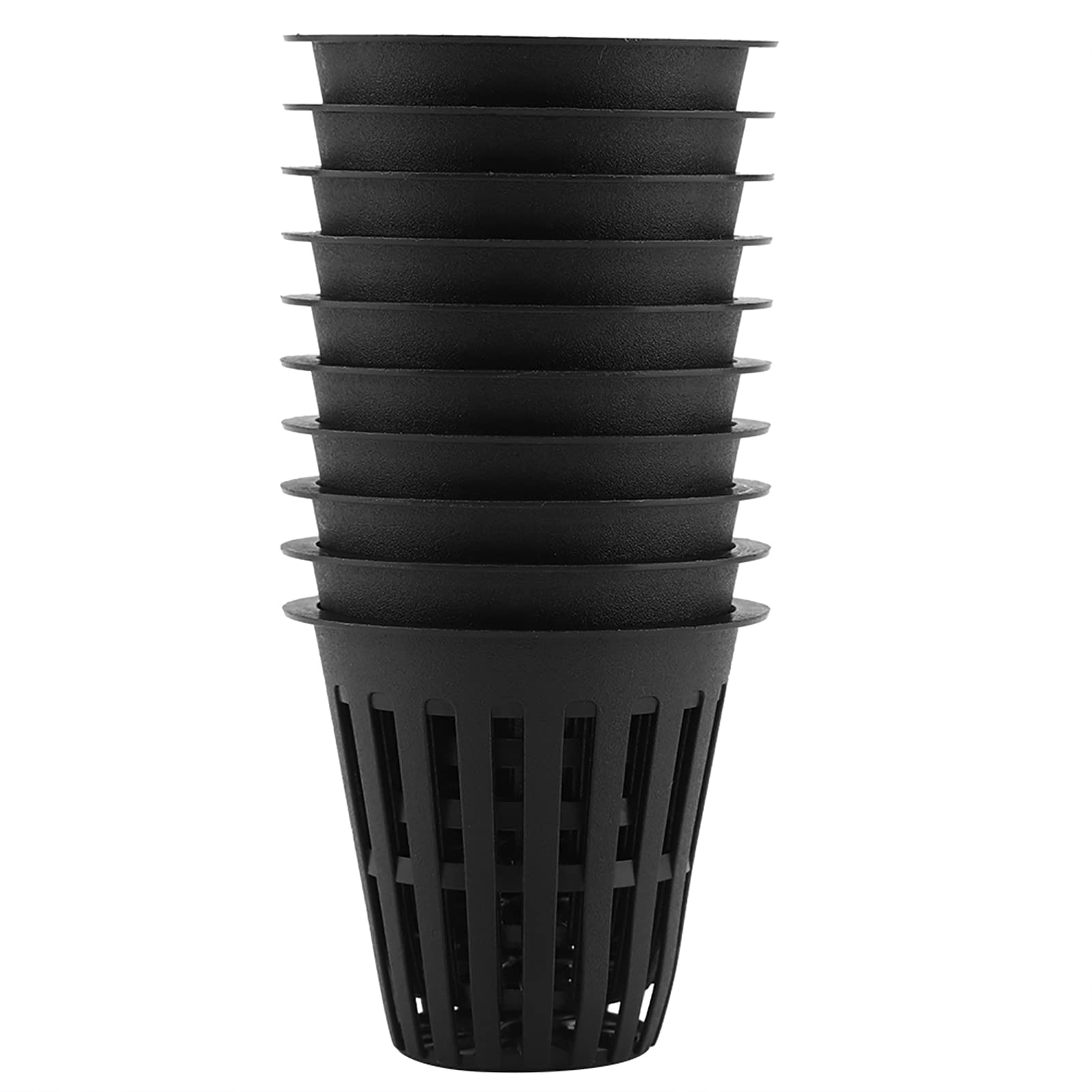 Jelquix Black Garden Safe Plastic Hydroponic Basket Cup Breathable For Soilless Plant 10Pcs Set White 5.5" 4.8" 3" 5Cm Nursery (Black)