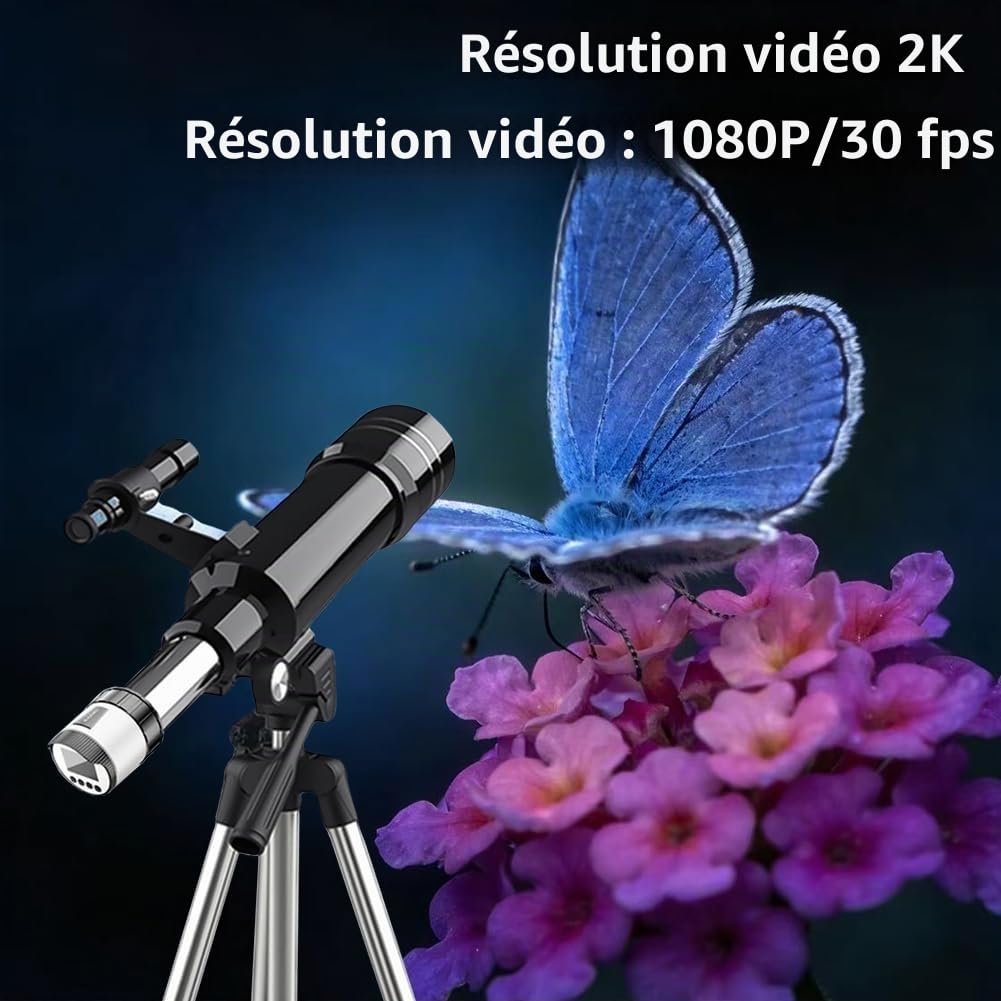 Caméra oculaire électronique WiFi, écran HD 2 Pouces, pour télescopes, Jumelles, etc. avec oculaire de 38 à 73 mm de diamètre – autonomie de 150 Min, Stockage jusqu'à 256 Go (Carte TF Non Incluse)