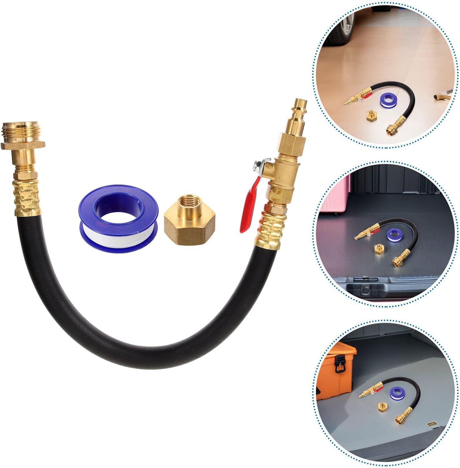 Rv Water Line Blowout Adapter Kit with Shut-Off Valve, 2 Sets Quick Connect Water Line Parts for Winterizing Rv Plumbing System and Sprinkler Hose Maintenance