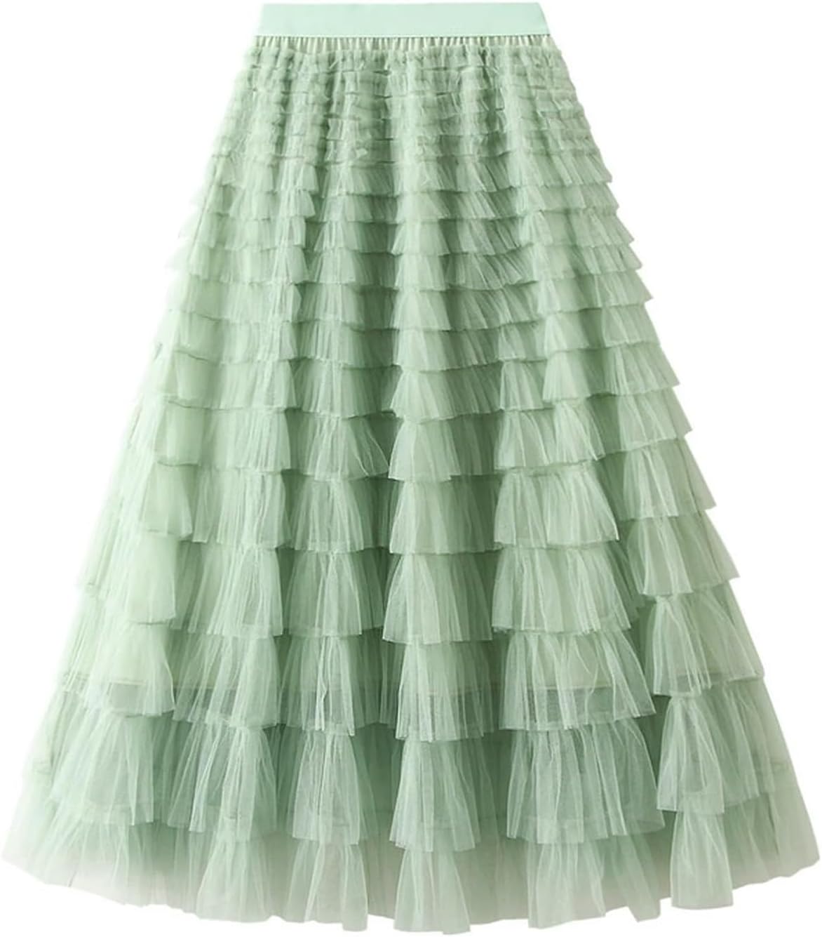 Gnveub Women's Long Tulle Skirt High Waisted A Line Mesh Cake Skirts Fluffy Tiered Tulle Maxi Skirt