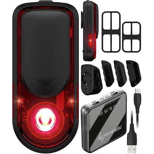 Garmin Varia RearVue 820, Advanced Rearview Radar & Tail Light, Enhanced Visibility & Awareness for Cyclists, Advanced Vehicle Tracking & Brake Light w/Wearable4U PowerBank Bundle