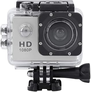 Goshyda Sports Action Camera, Full HD 1080P Waterproof Cam, 2inch LCD Screen Sports 30m Waterproof Action Camera Set with Battery(Silver)