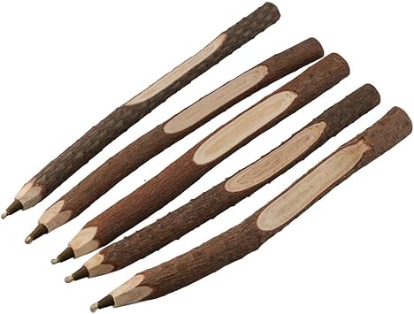 okhobby 5 PCS Creative Wood Ballpoint Pen Branch Ballpoint Pens,Black Ink 1.0mm for Office, Gift and Home Supplies