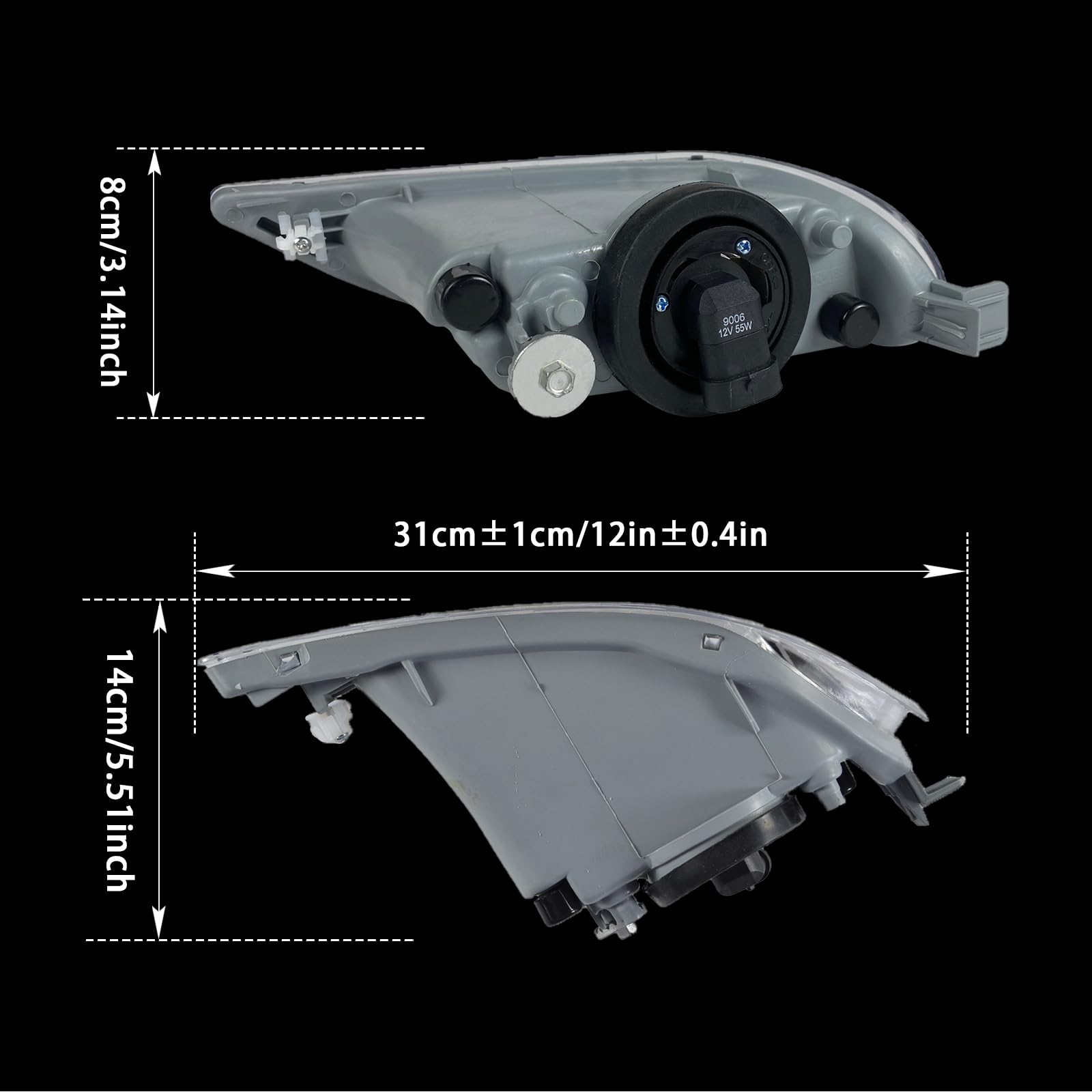 Fog Lights Compatible with 2002 2003 2004 Camry, 2005 2006 2007 2008 Corolla, 2002 2003 Solara, A Pair Of Fog Lamps With 9006 12V 55W Halogen Bulbs, Wiring Harness And Clear Lens
