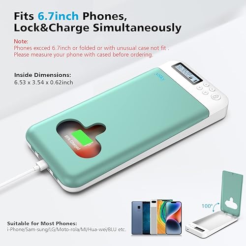 Miniatura 4 de ySky Caja de bloqueo temporizada, casillero portátil para teléfono con temporizador de autocontrol para iPhone, Android, ayuda a niños, estudiantes,