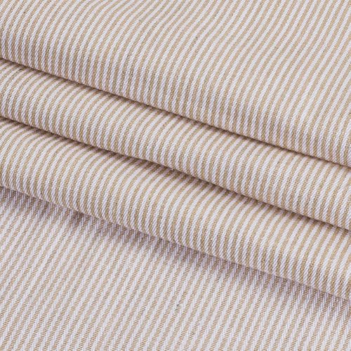 AHANDMAKER 2 Yards Woven Ticking Striped Fabric, 72 x 60 Inch Beige Line Pattern Soft Tablecloth by The Yard for Pillows, Curtains, Home Decoration, Apparel, Crafts, Accents, Bedding, Upholstery