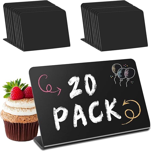 Mini Chalkboards Labeling Set of 20, Reserved Signs for Gastronomy Price Tags Signs Place Cards for Wedding Small Chalkboards 4 x 3 inch