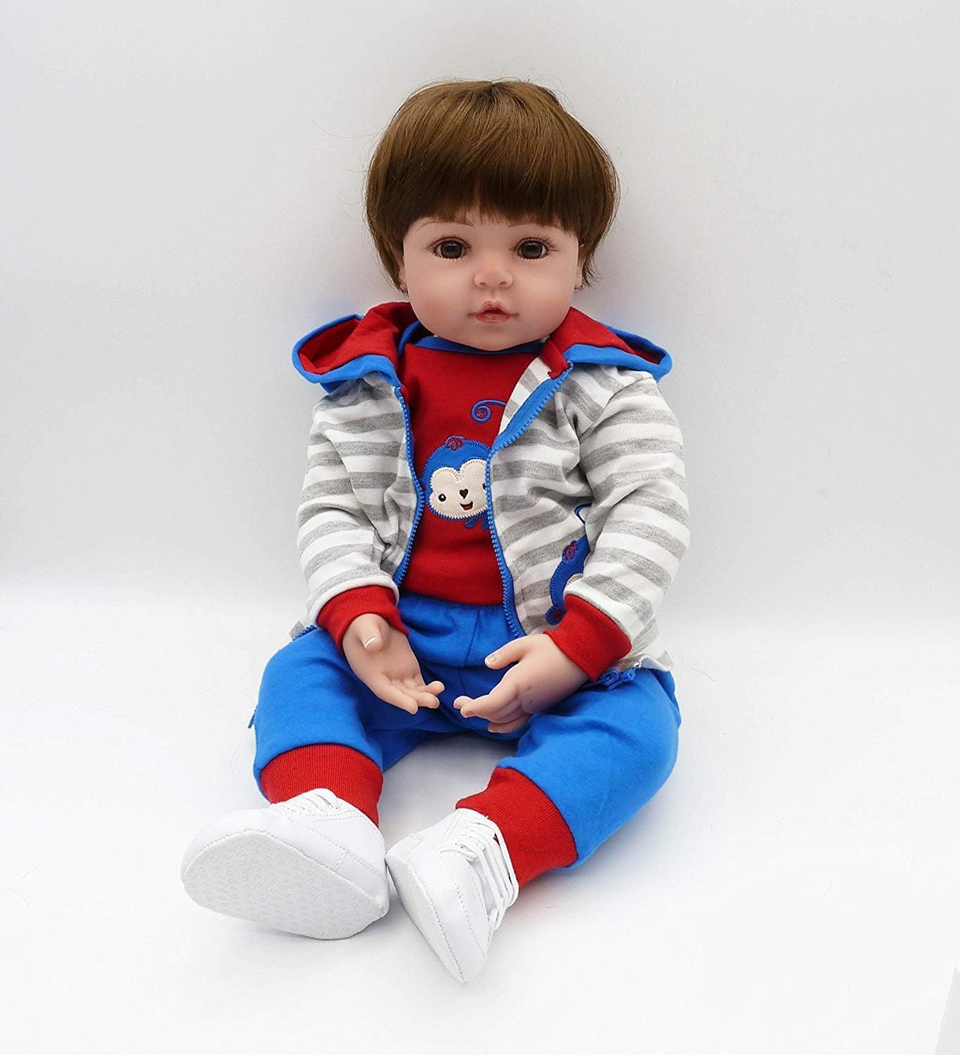 Reborn Baby Doll Clothes Boy for 17- 18 inch Babydolls Blue Monkey Outfit Baby Boy Clothes Reborn Doll Accessories 3pcs