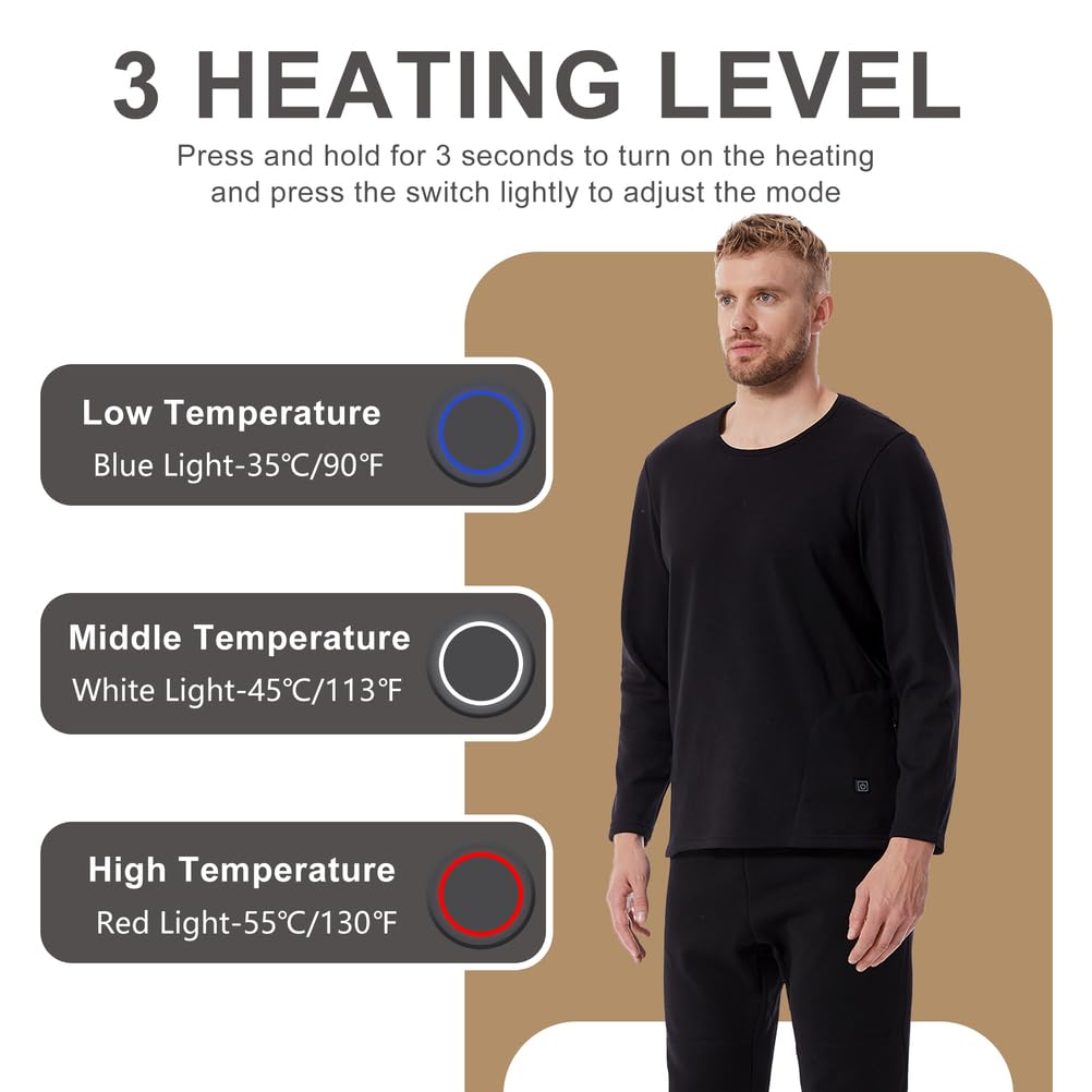 Pantaloni Termici Riscaldati per Uomo, Pantaloni Lunghi Elettrici con 30 Zone Riscaldanti per Caccia E Sci