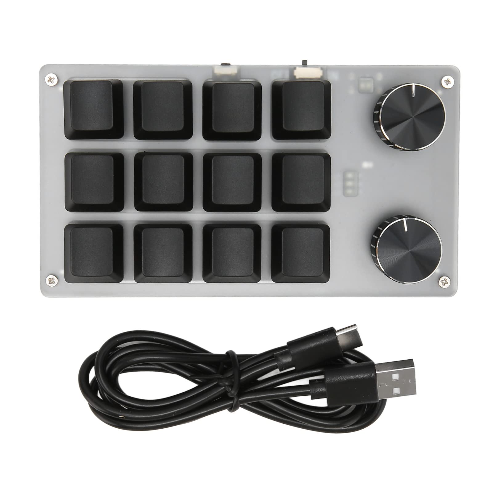 Mini teclado, teclado programable para juegos con interruptor rojo, teclado mecánico programable Plug and Play, modo dual, diseño ergonómico para juegos, 9 teclas con 2 perillas (12 Keys with 2 Knobs)