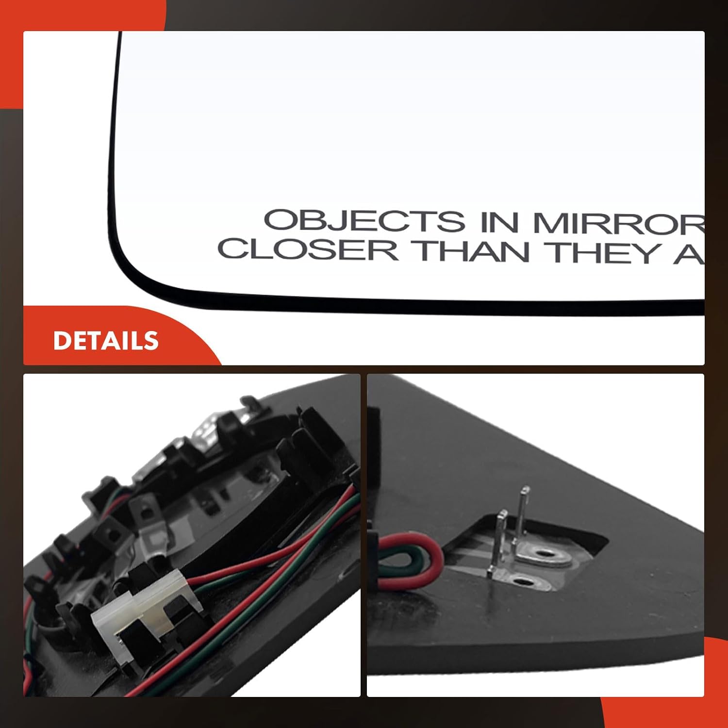 A-Premium Right Passenger Side Heated Mirror Glass with Backing Plate - Compatible with Jeep Grand Cherokee 2011-2021, Grand Cherokee WK 2022 - Exterior Side View Convex Mirror w/Blind Spot Detection