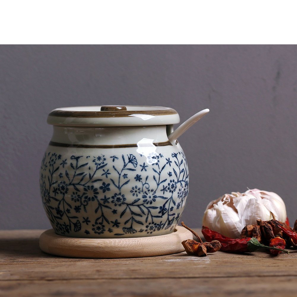 DKOSHDUISHKG Porcelain antique japanese seasoning jar Creative kitchen cruet Salt shaker Sugar bowl Pepper storage tank Ceramic spice jar-B