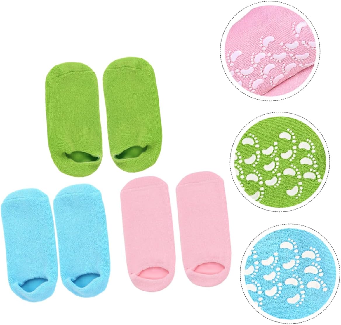 3 Pairs Cotton Moisturizing Foot Socks with Non-Slip Dots for Home Spa